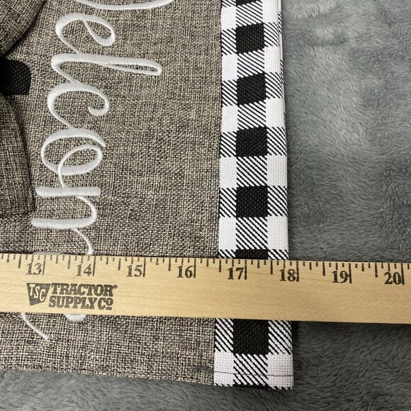 Pumpkin Burlap Fall Flag Autumn Welcome Sign Checkered Double Side Black White - Picture 5 of 7